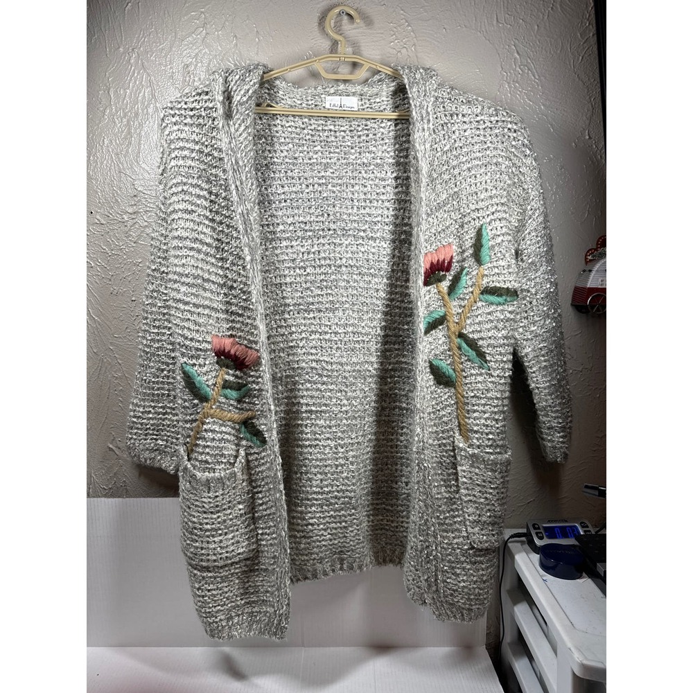 Eiffel Designs Cardigan Sweater Hooded Pockets Womens Size Small/Medium S/M